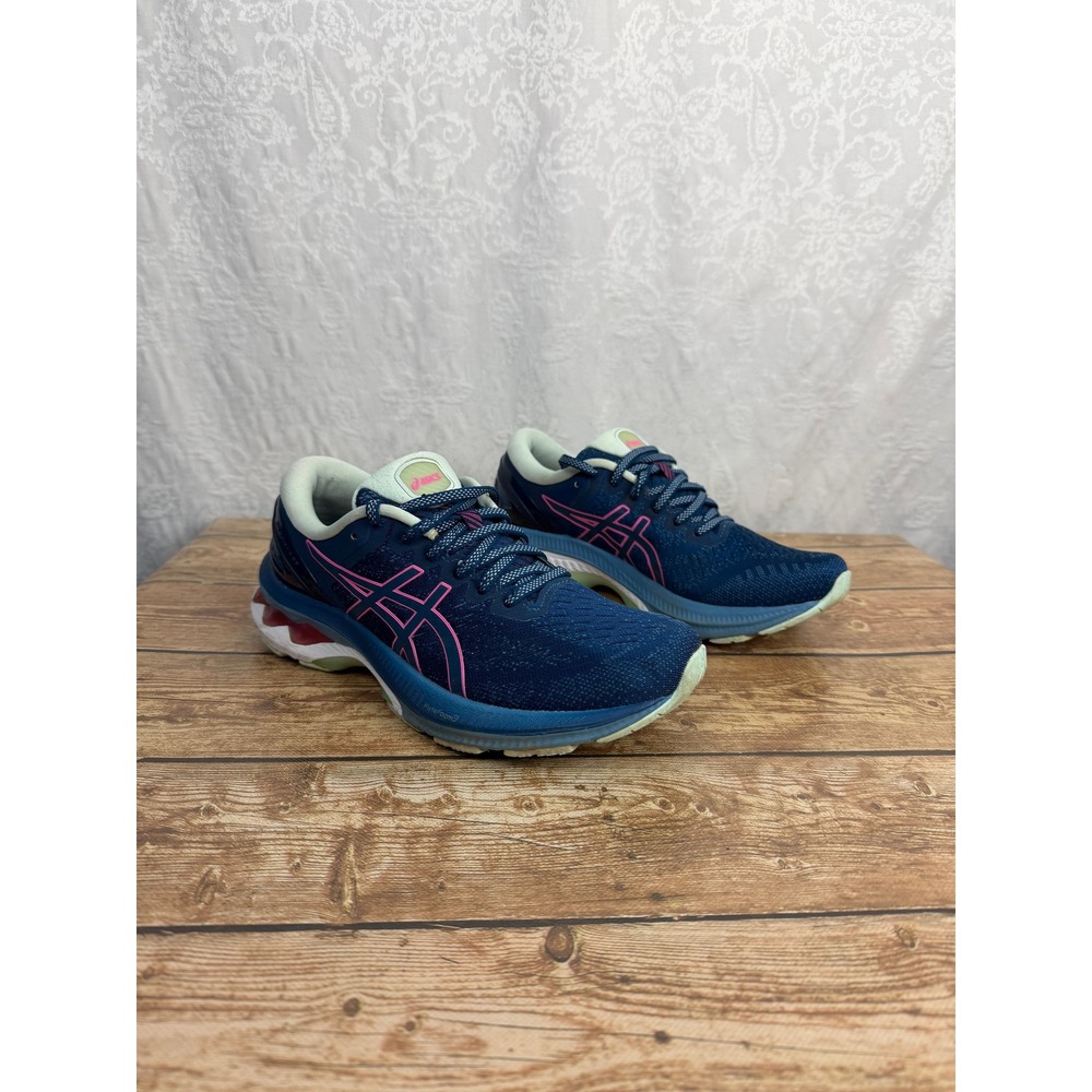 ASICS Womens Navy Blue Pink Gel-Kayano 27 Run Shoes Sneakers Gorpcore Utility